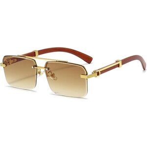 Rimless Rectangle Sunglasses Mens Womens Square Frameless UV400 Sun Glasses
